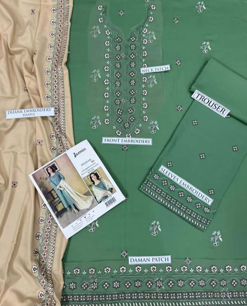 🌸 WINTER'S COLLECTION 🌸 🟥 BRAND NAME : Jazmin 🟨 CATEGORY : DHANAK 3PC EMBROIDERED - Image 4