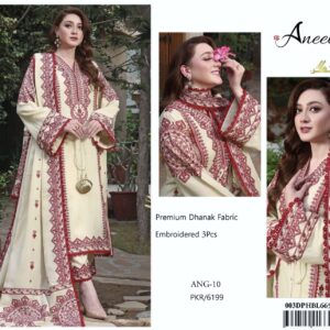 BRAND:ANEELA'S dhanak embroidered & embroidered shawl luxury unstitched 3pc