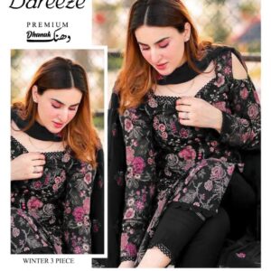 BRAND:BAREEZE dhanak embroidered luxury unstitched 3pc
