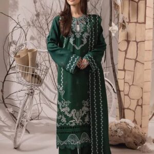 HAMDAN BRAND Fabric Premium 3-piece Dhanak Suit with Heavy Embroidered Shawl
