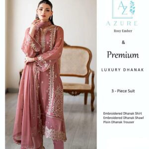 AZURE PREMIUM Fabric Premium 3-piece Dhanak Suit with Heavy Embroidered Shawl