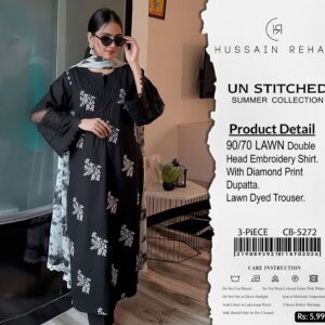 PRESENTING HUSSAIN REHAR BRAND EMBROIDERED HIT CODE  Summer Collection 2026 Fabric: Lawn Suit with voil Printed Dupatta Unstitch Collection