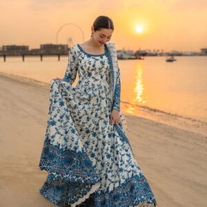 Unstitched 3pcs Lawn Article Brand*Faiza Saqlain*